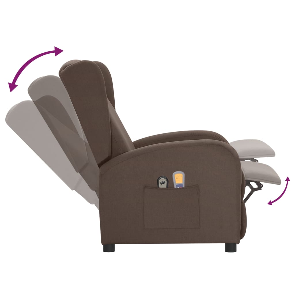 vidaXL Fauteuil électrique de massage Taupe Tissu