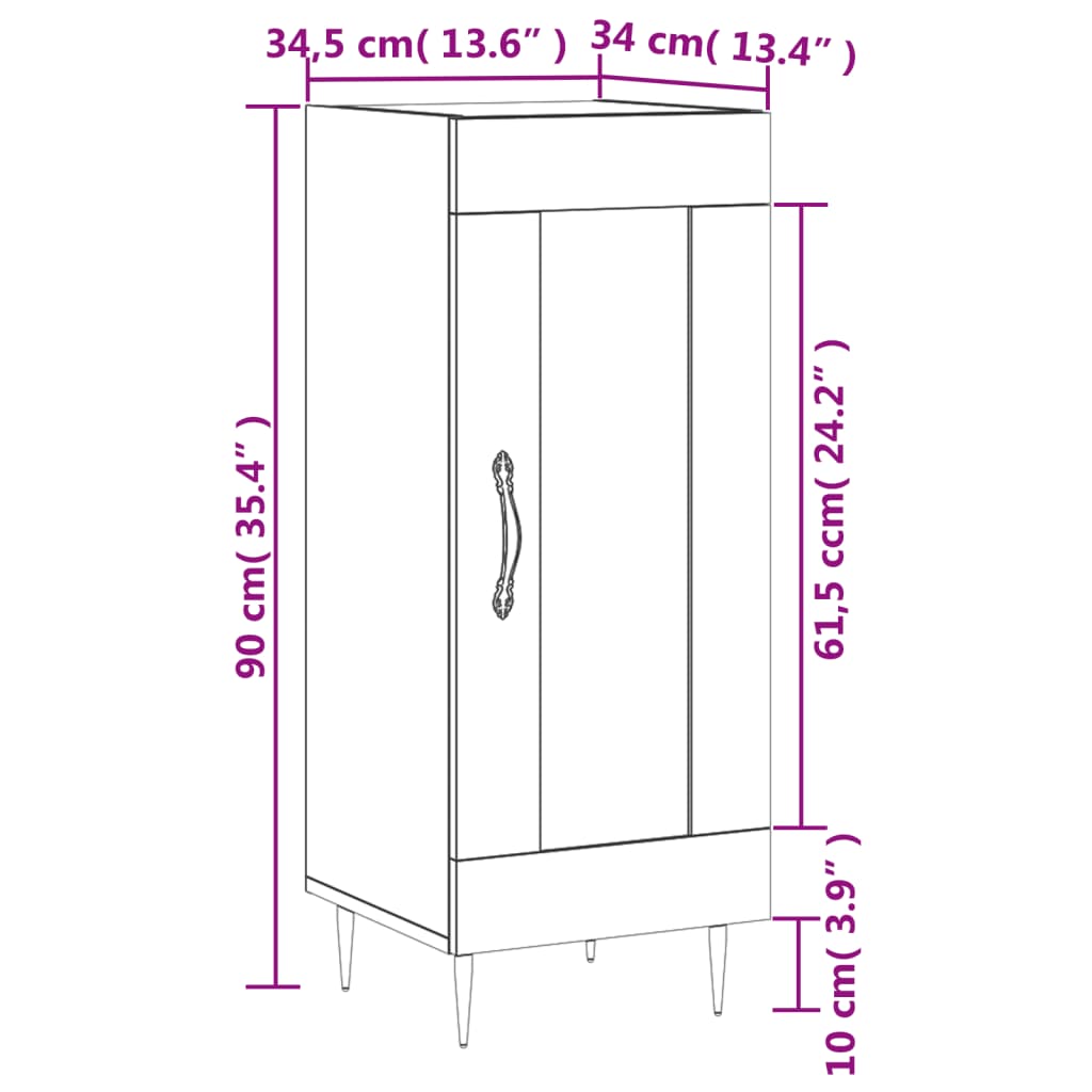 vidaXL Buffet Noir 34,5x34x90 cm Bois d'ingénierie