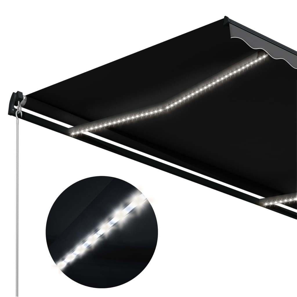 vidaXL Auvent manuel rétractable avec LED 600x300 cm Anthracite