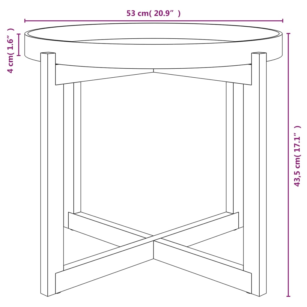 vidaXL Table basse Noir 53x53x43,5 cm Bois d'ingénierie et pin massif