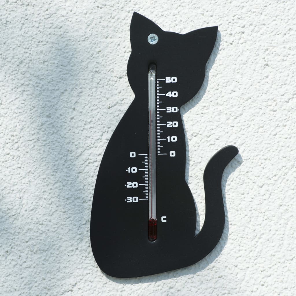 Nature Thermomètre mural d'extérieur Chat Noir