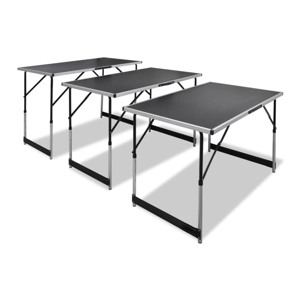 vidaXL Table à coller 3 pcs pliable Hauteur réglable