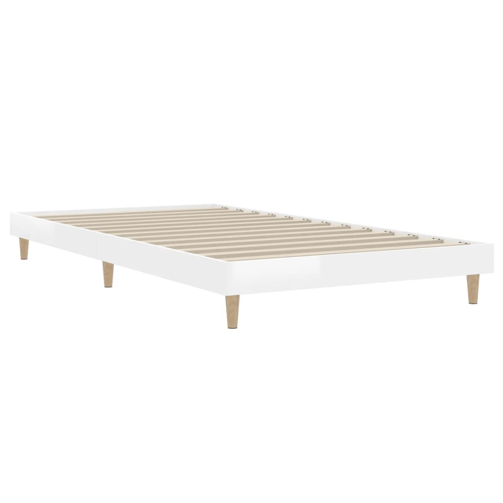 vidaXL Cadre de lit blanc brillant 90x190 cm bois d'ingénierie