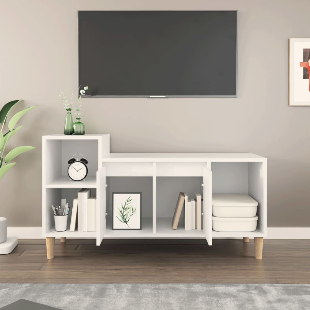 vidaXL Meuble TV Blanc 100x35x55 cm Bois d'ingénierie
