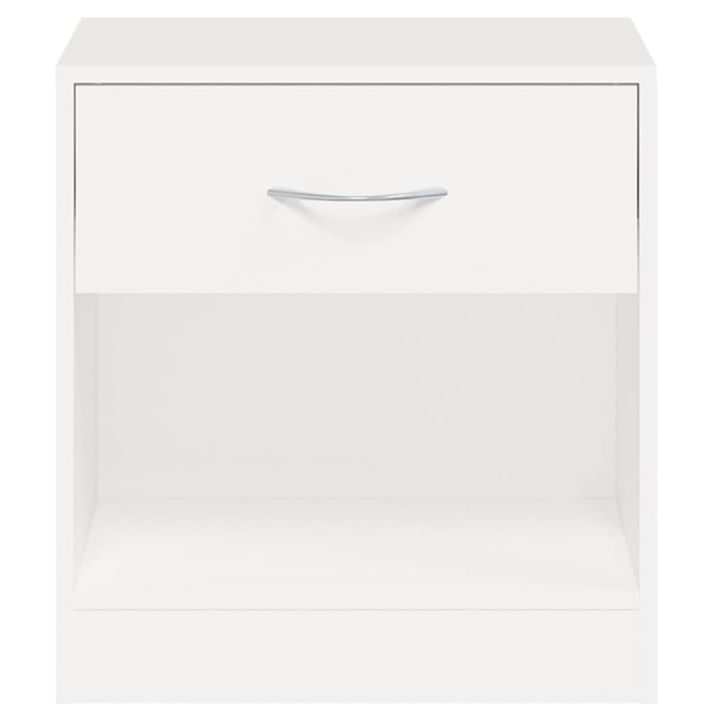 vidaXL Table de chevet 2 pcs avec tiroir Blanc
