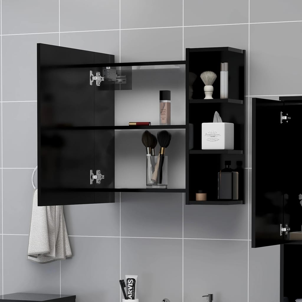 vidaXL Armoire à miroir de salle de bain Noir 62,5x20,5x64cm Aggloméré