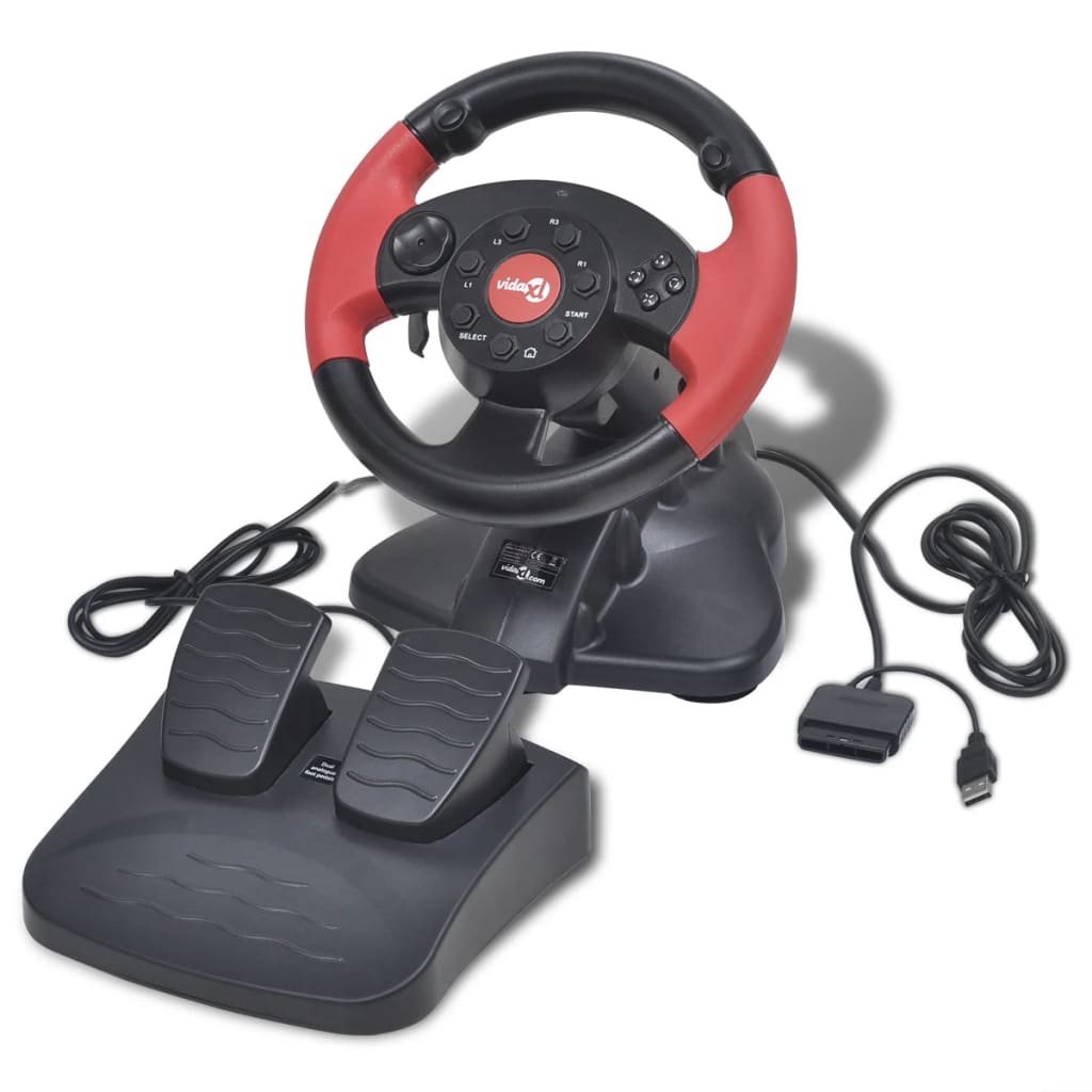 Volant de course pour PS2/PS3/PC Rouge