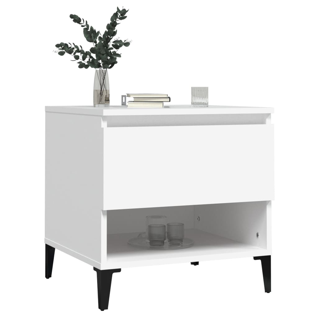 vidaXL Table d'appoint Blanc 50x46x50 cm Bois d’ingénierie