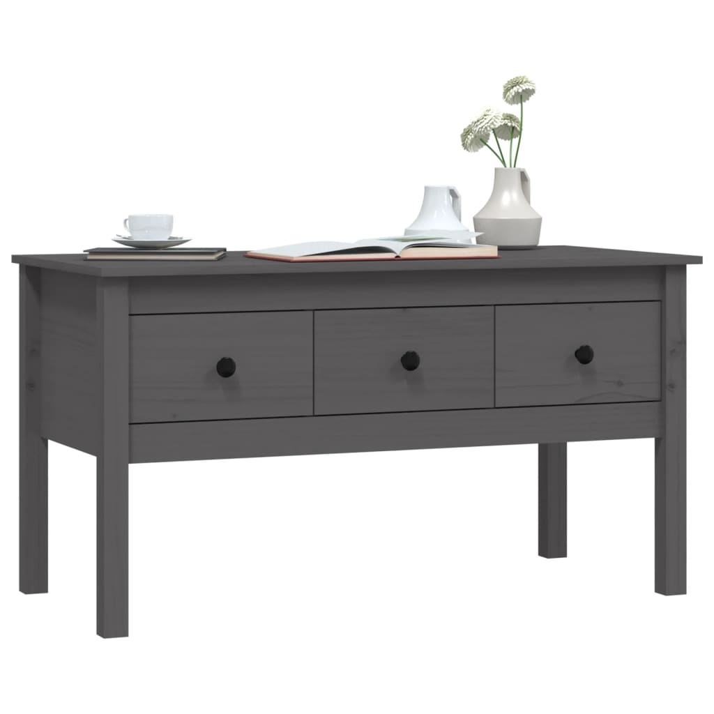 vidaXL Table basse Gris 102x49x55 cm Bois massif de pin