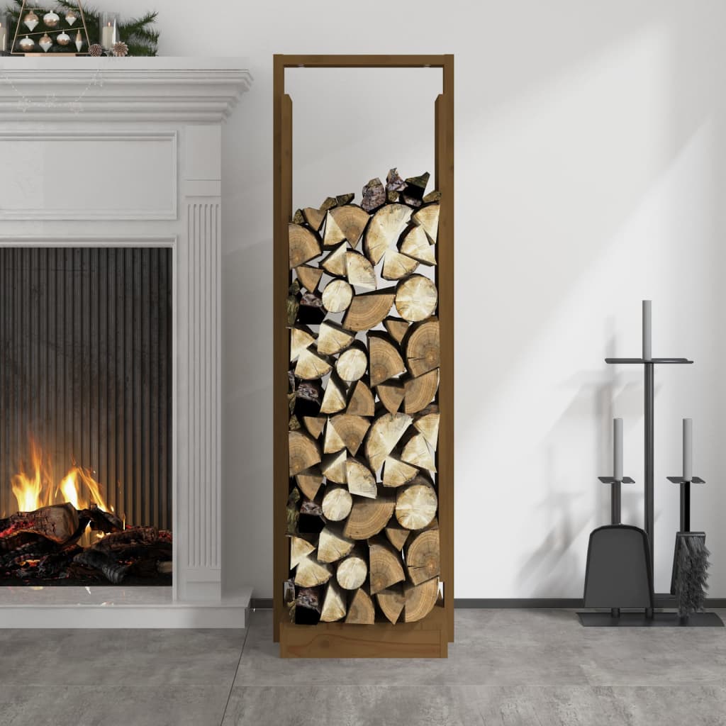 vidaXL Porte-bûches Marron miel 33,5x30x110 cm Bois massif de pin