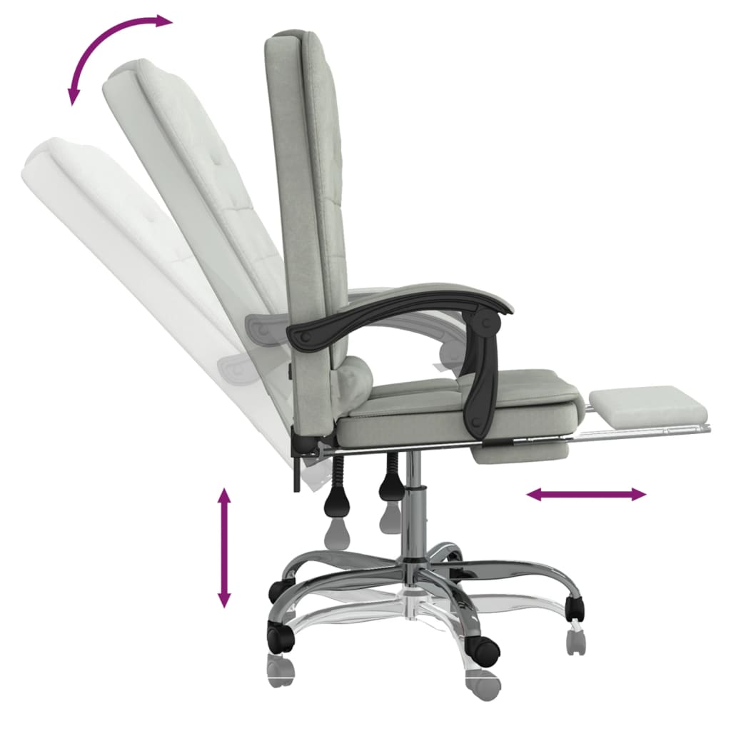 vidaXL Fauteuil de massage inclinable de bureau Gris clair Velours