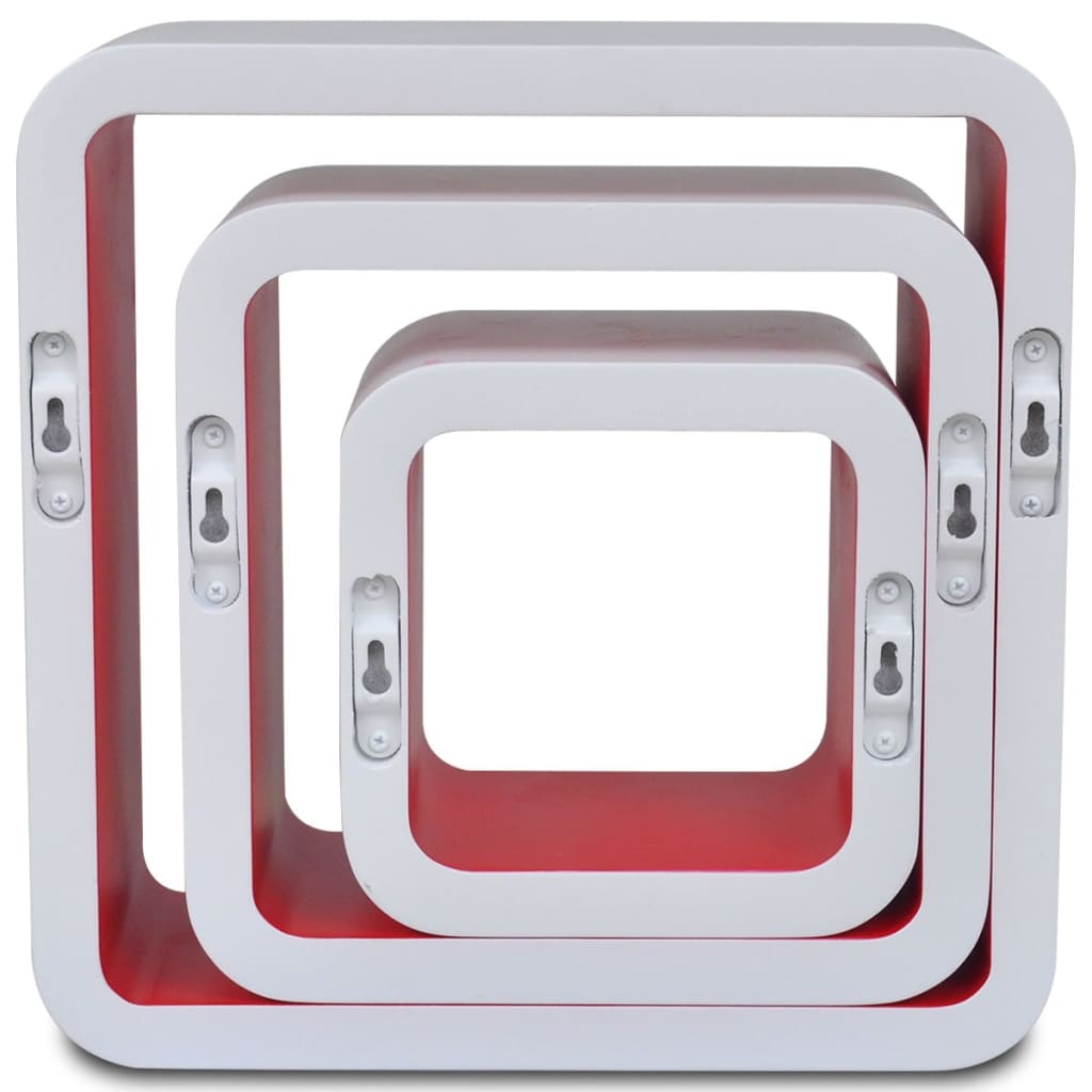 vidaXL Étagères murales Forme de cube 6 pcs Blanc et rouge | vidaXL.fr