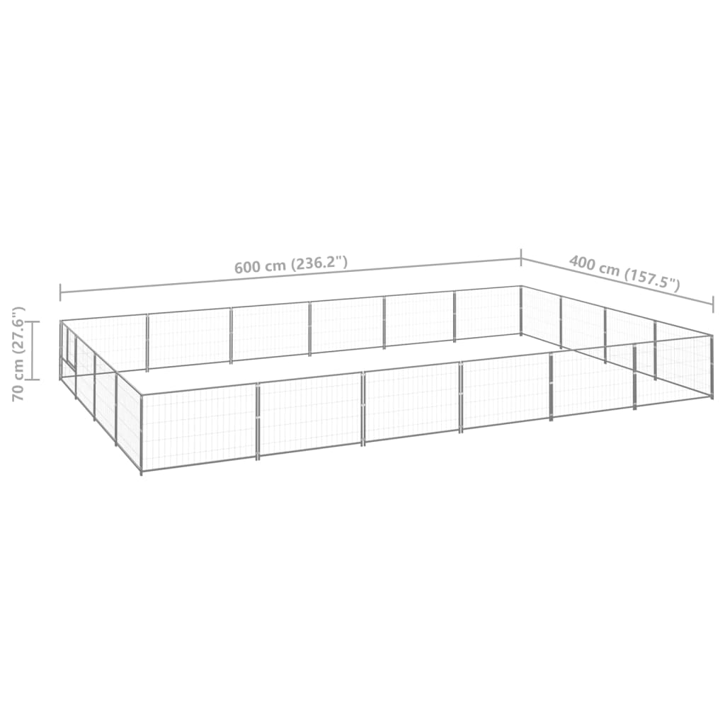 vidaXL Chenil Argenté 24 m² Acier