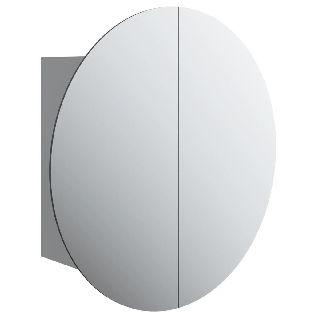 vidaXL Armoire de salle de bain miroir rond et LED Gris 40x40x17,5 cm