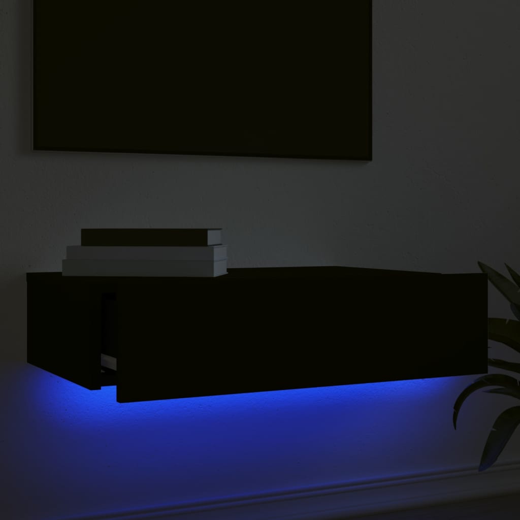 vidaXL Meuble TV avec éclairage LED noir 60x35x15,5 cm