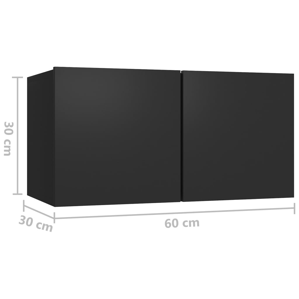 vidaXL Meubles TV suspendus 2 pcs Noir 60x30x30 cm