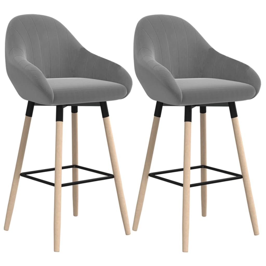 vidaXL Tabourets de bar 2 pcs Gris clair Tissu