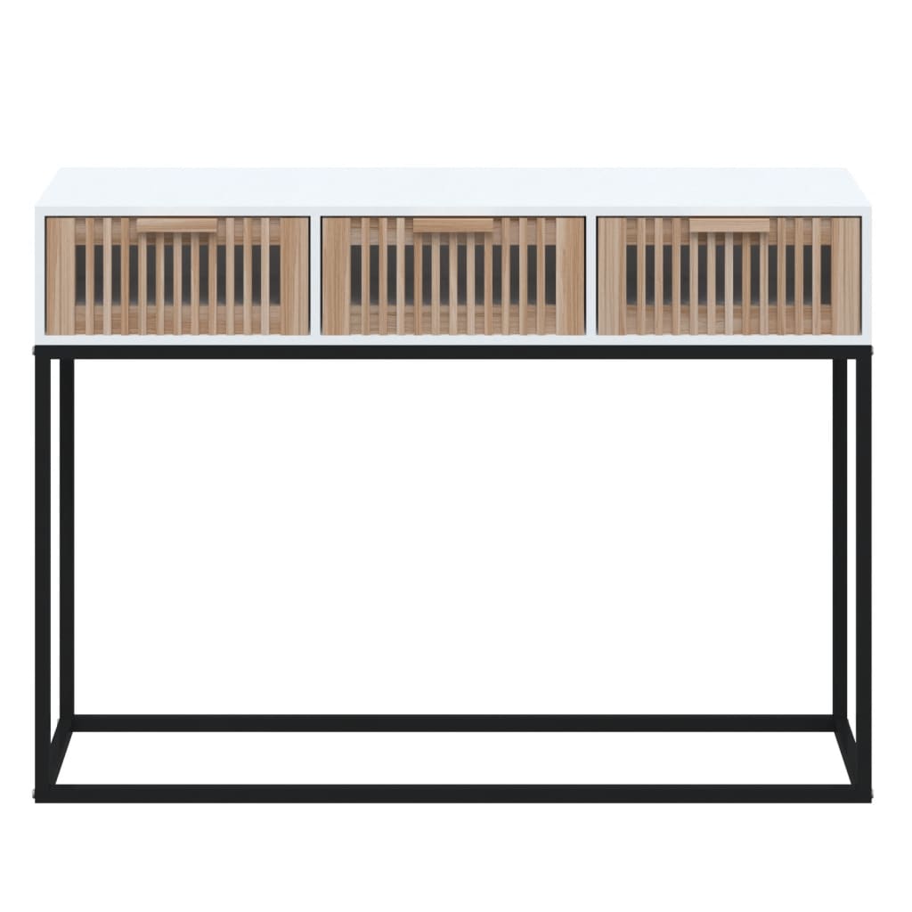 vidaXL Table console blanc 105x30x75 cm bois d'ingénierie et fer