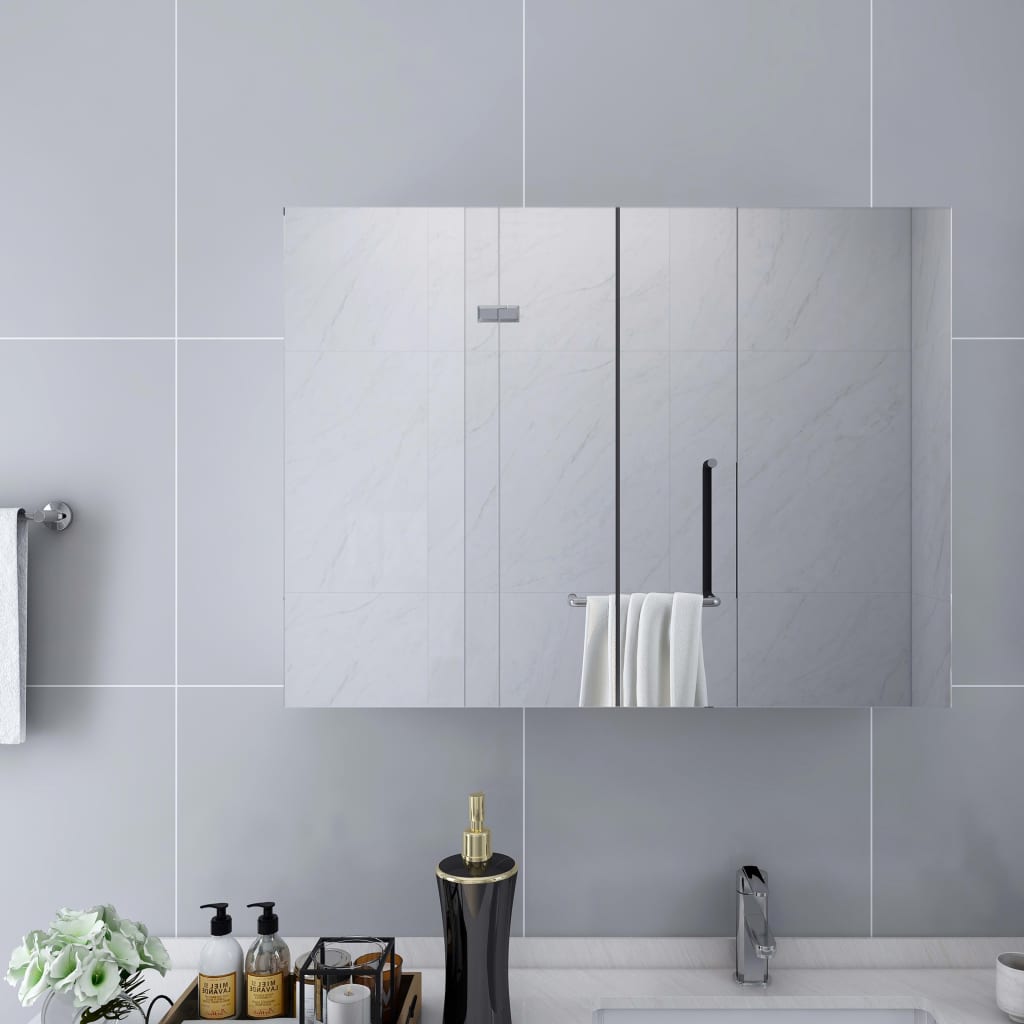 vidaXL Armoire à miroir de salle de bain blanc 80x15x60 cm MDF