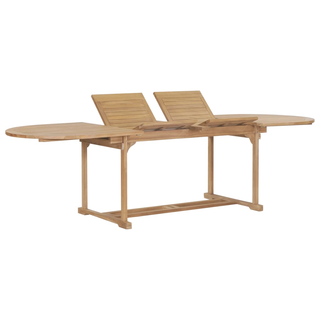 vidaXL Table extensible de jardin 180-280x100x75 cm Teck solide Ovale