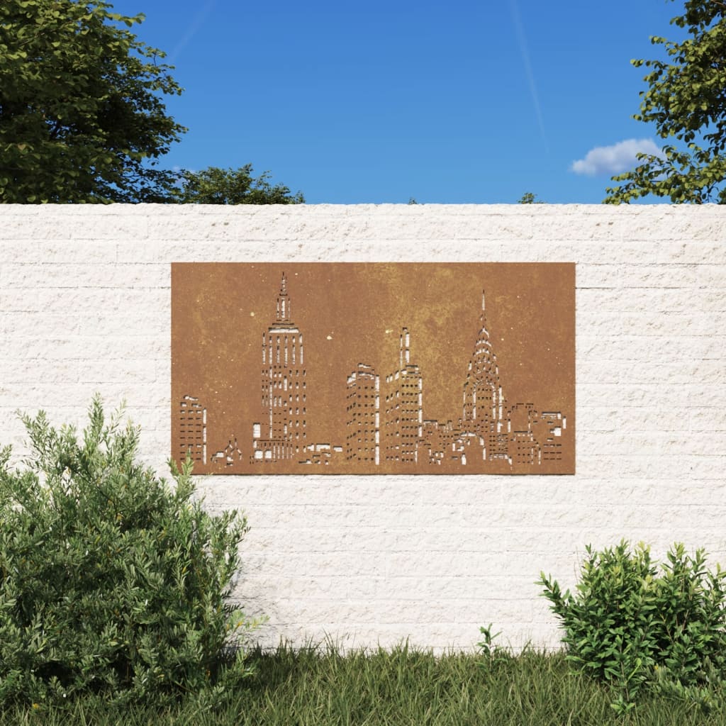vidaXL Décoration murale jardin 105x55cm acier corten design d'horizon