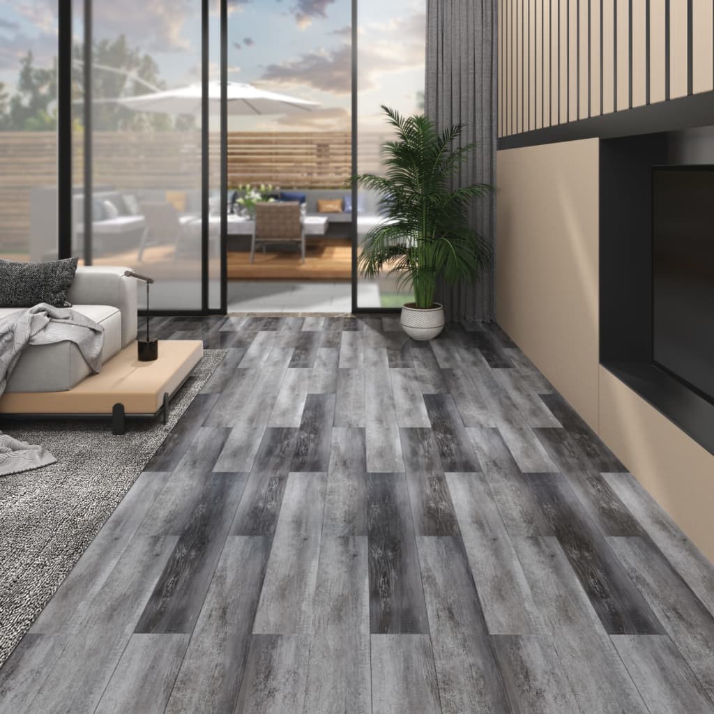 vidaXL Planches de plancher PVC Non auto-adhésif 5,26 m² Gris brillant