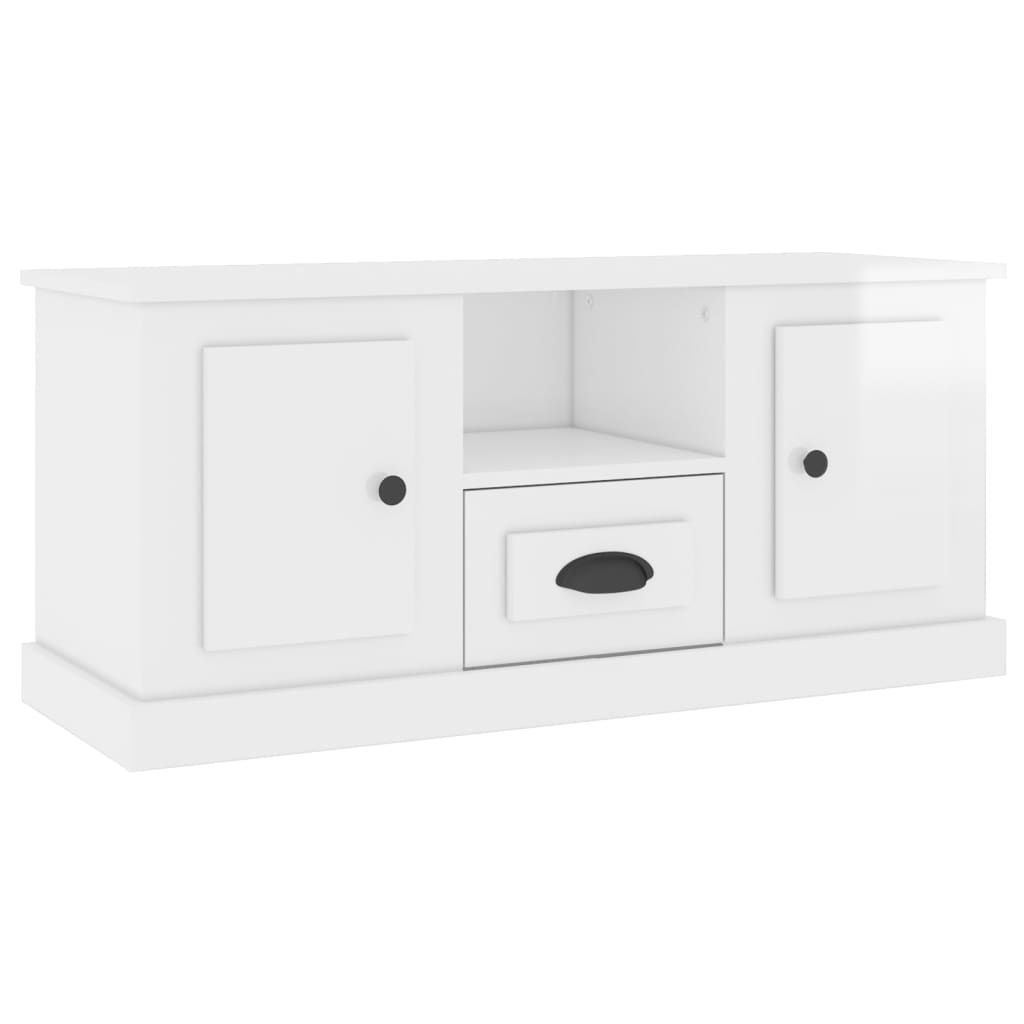 vidaXL Meuble TV blanc brillant 100x35,5x45 cm bois d'ingénierie