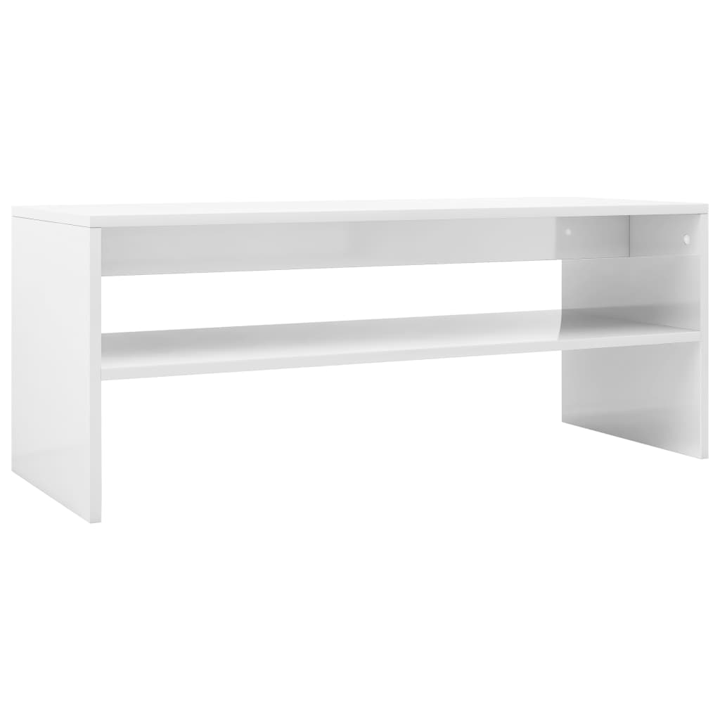 vidaXL Table basse Blanc brillant 100x40x40 cm Bois d’ingénierie
