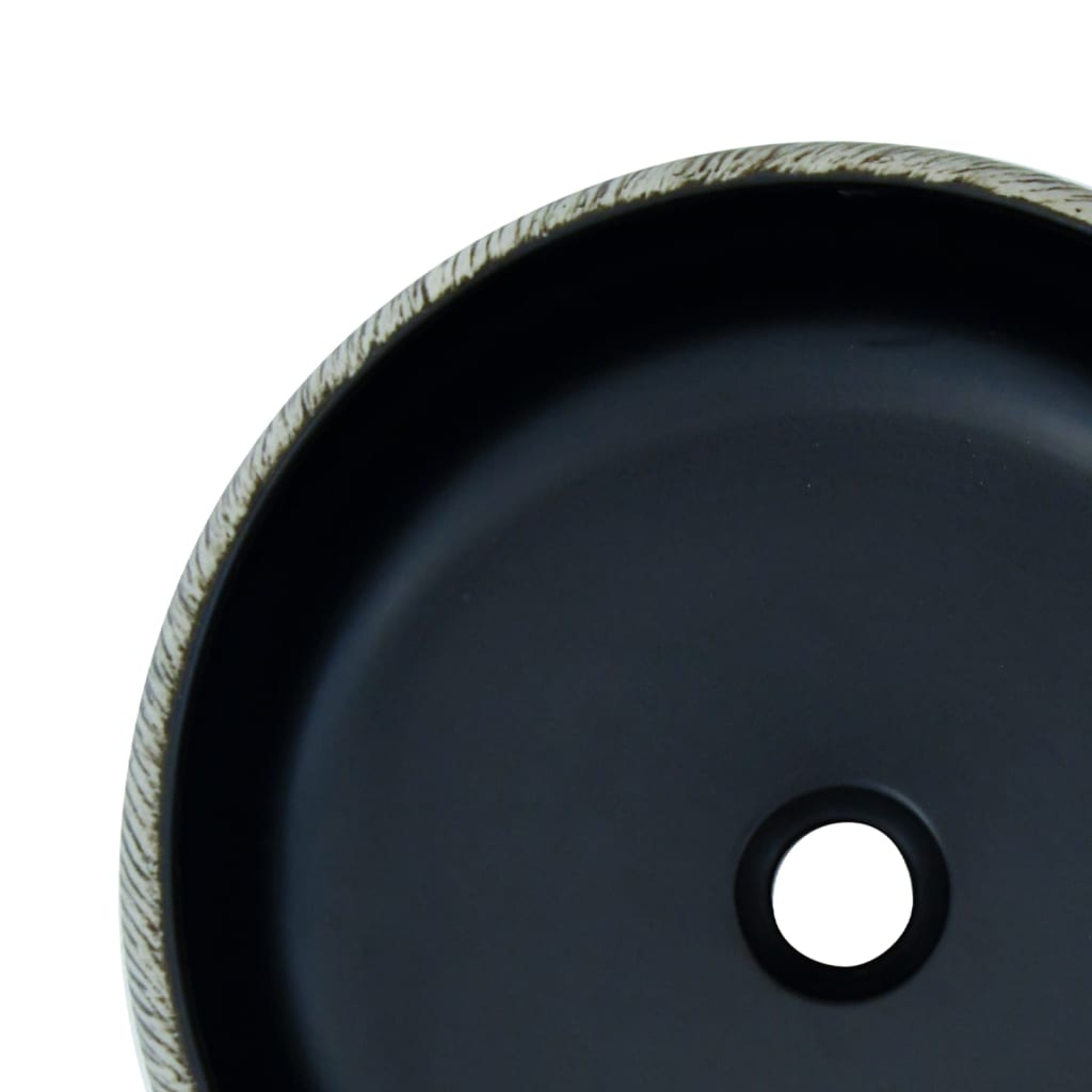 vidaXL Vasque à poser noir et gris rond Φ41x14 cm céramique