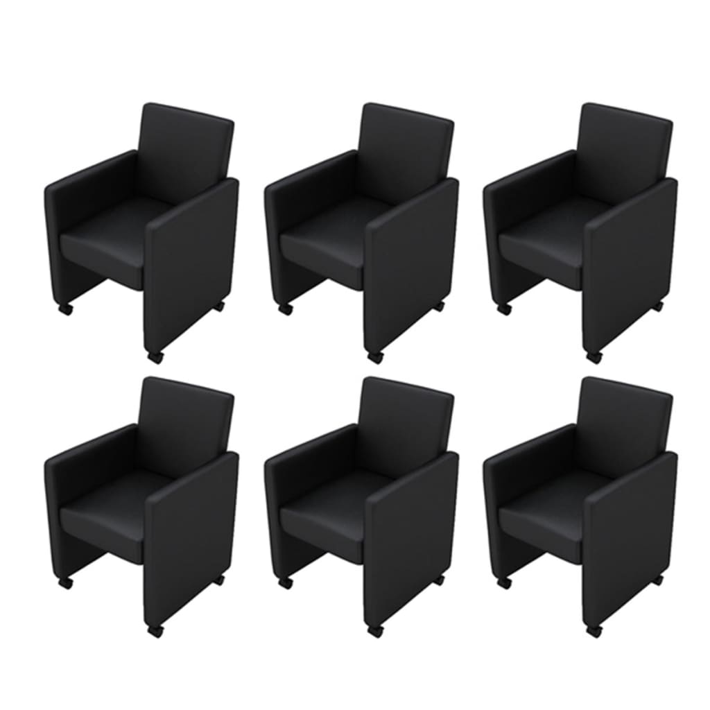 vidaXL Chaises de salle à manger 6 pcs Noir Similicuir