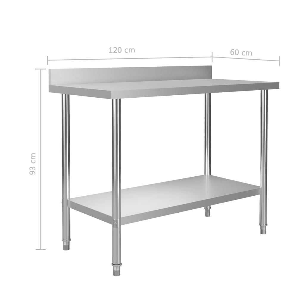 vidaXL Table de travail de cuisine avec étagère 120x60x150 cm Inox