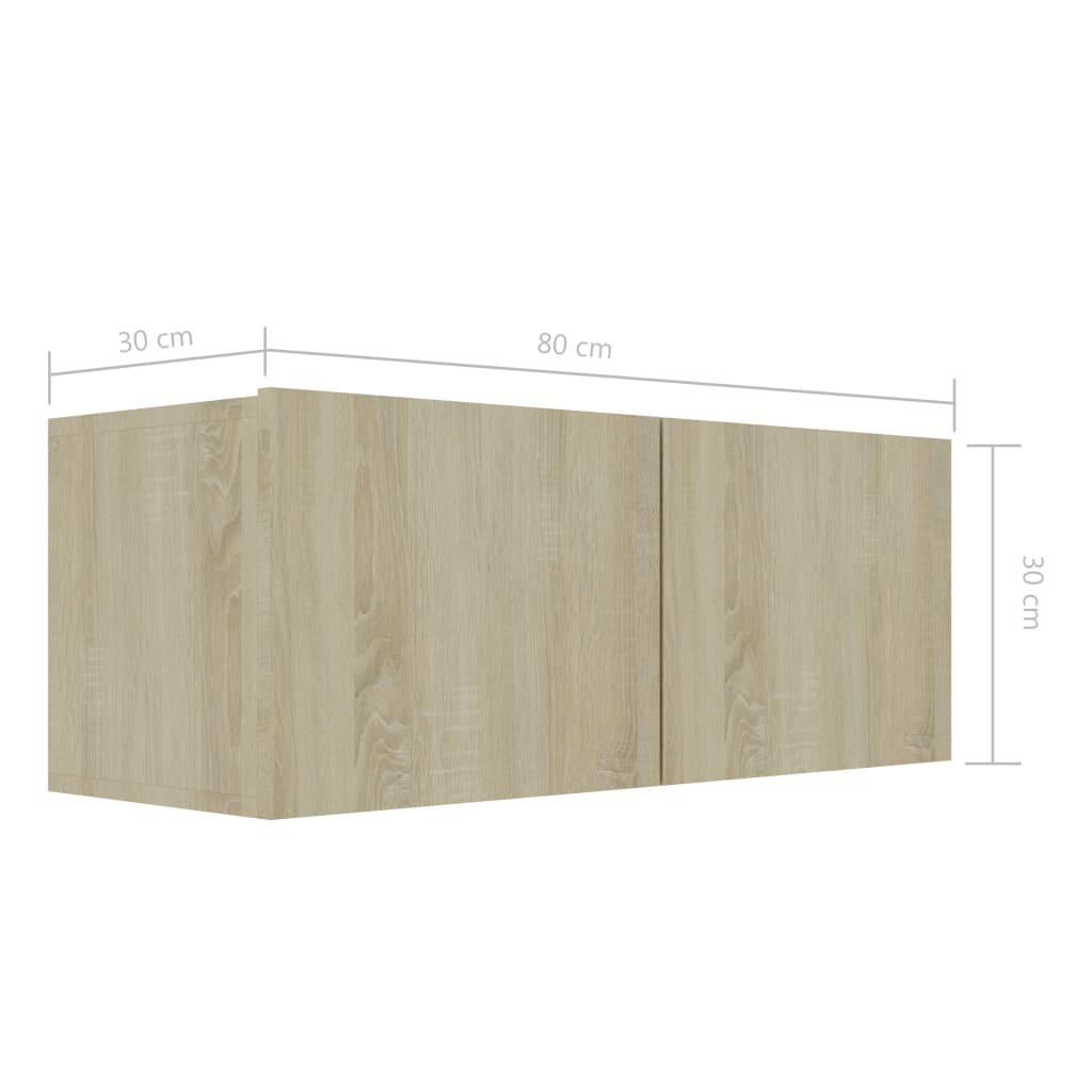 vidaXL Meuble TV Chêne sonoma 80x30x30 cm Aggloméré
