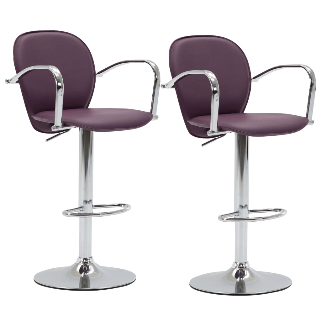 vidaXL Tabourets de bar avec accoudoir 2 pcs Violet Similicuir
