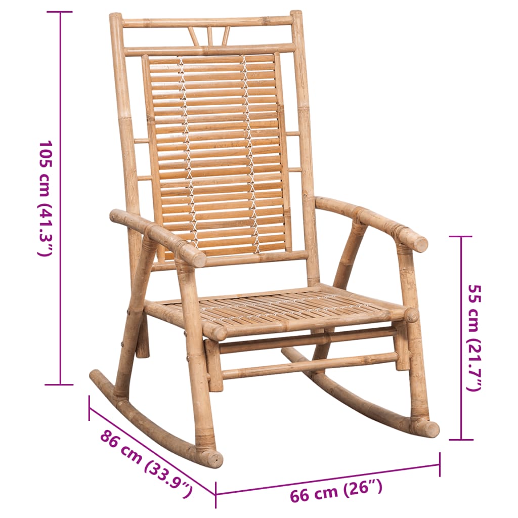 vidaXL Chaise à bascule avec coussin Bambou