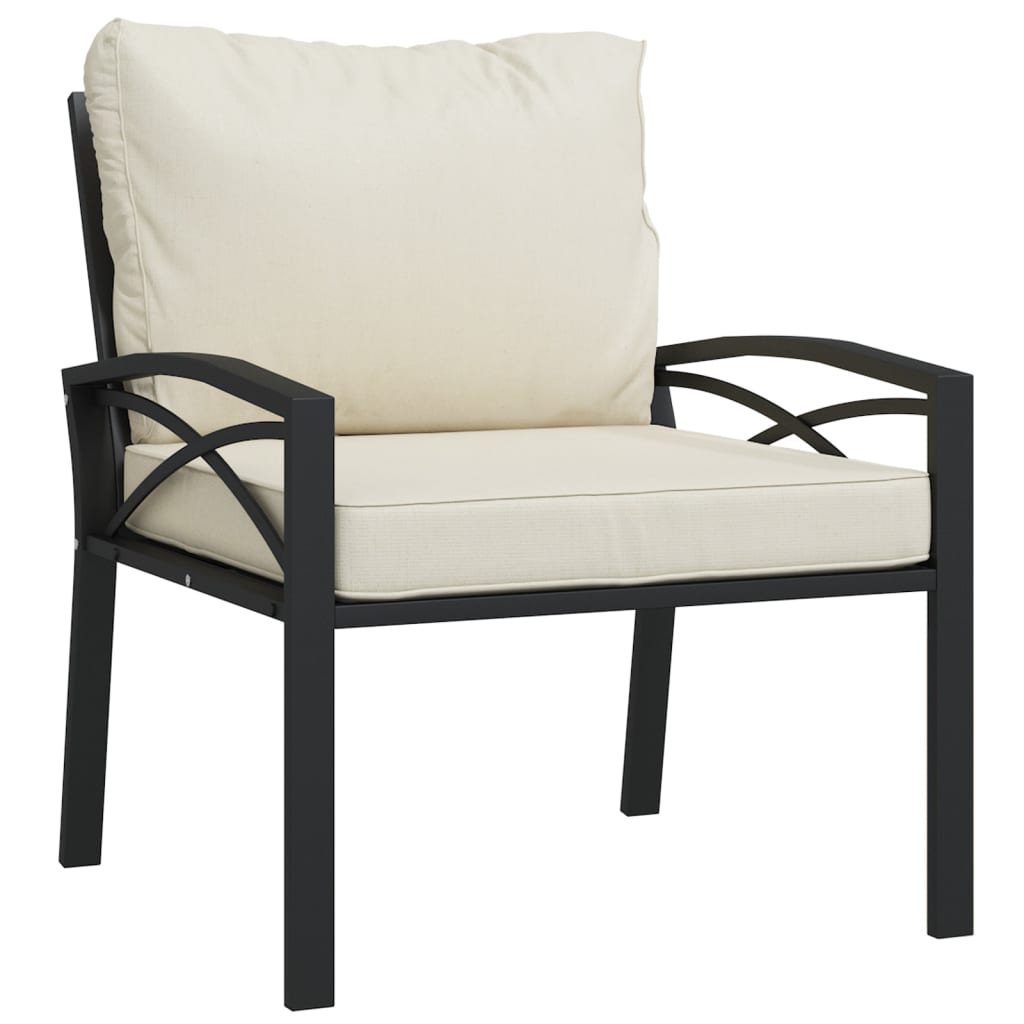 vidaXL Chaise de jardin avec coussins sable 68x76x79 cm acier