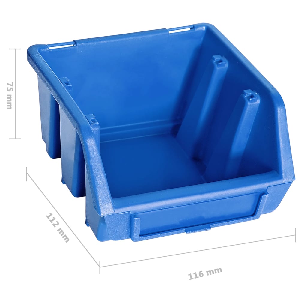 vidaXL Kit de bacs de stockage et panneaux muraux 48 pcs Bleu et noir