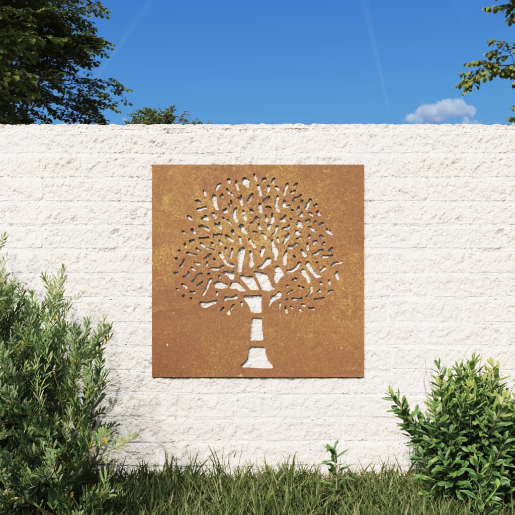 vidaXL Décoration murale jardin 55x55 cm acier corten design d'arbre