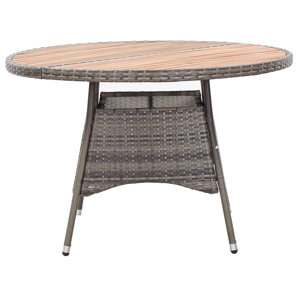 vidaXL Table de jardin Gris 115x74 cm Résine tressée et bois d'acacia