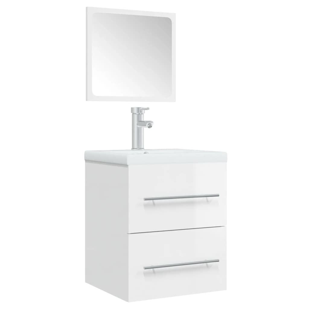 vidaXL Armoire de salle de bain et miroir Blanc brillant 41x38,5x48 cm