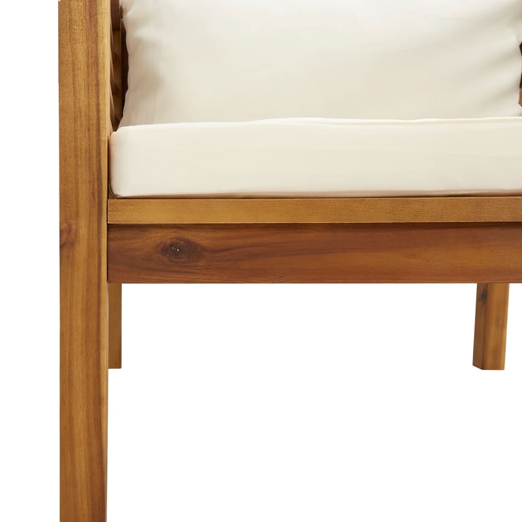 vidaXL Chaise de jardin avec coussins blanc crème Bois d'acacia massif