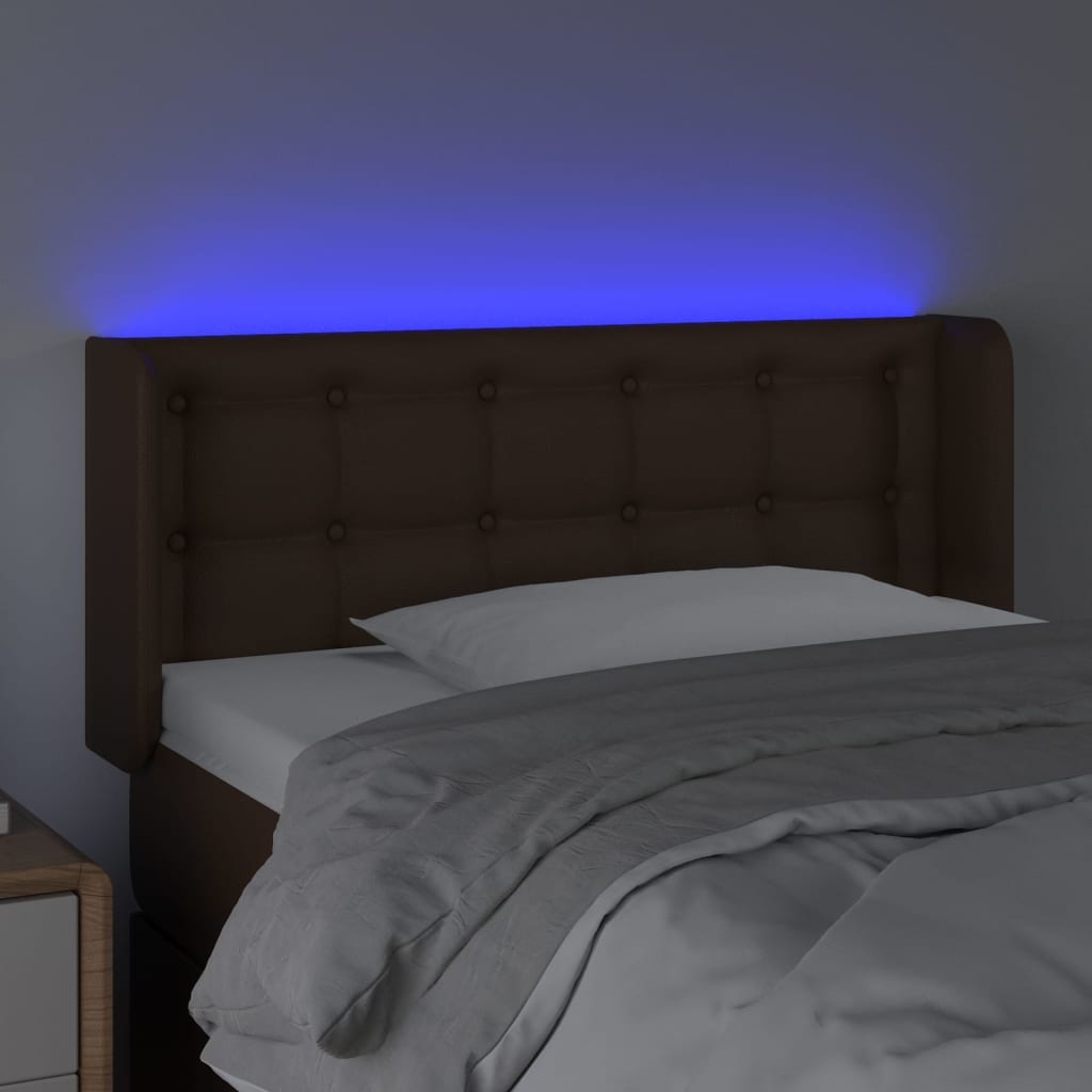 vidaXL Tête de lit à LED Marron 83x16x78/88 cm Similicuir