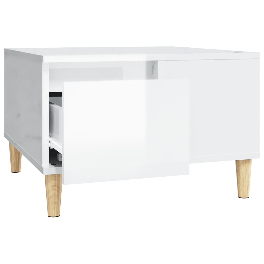 vidaXL Table basse blanc brillant 55x55x36,5 cm bois d'ingénierie