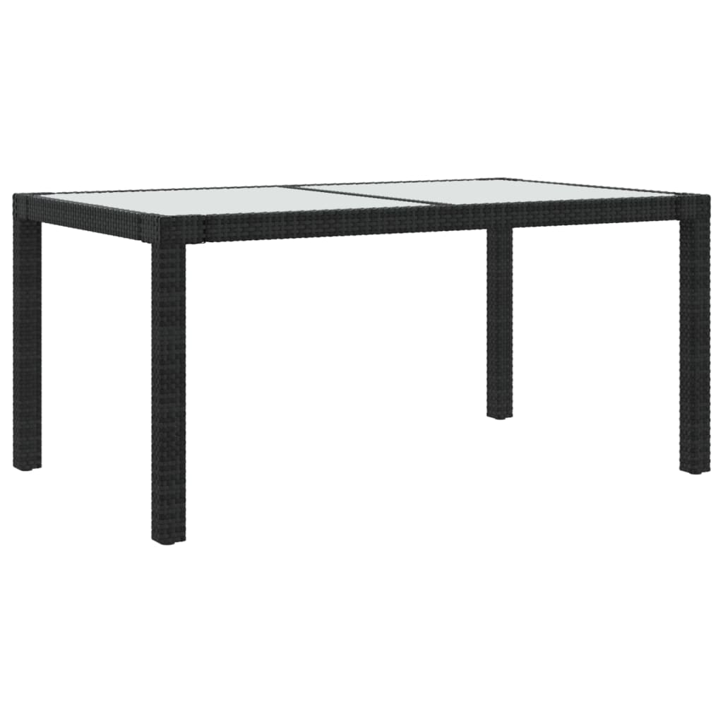 vidaXL Table de jardin 150x90x75cm Verre trempé et résine tressée Noir
