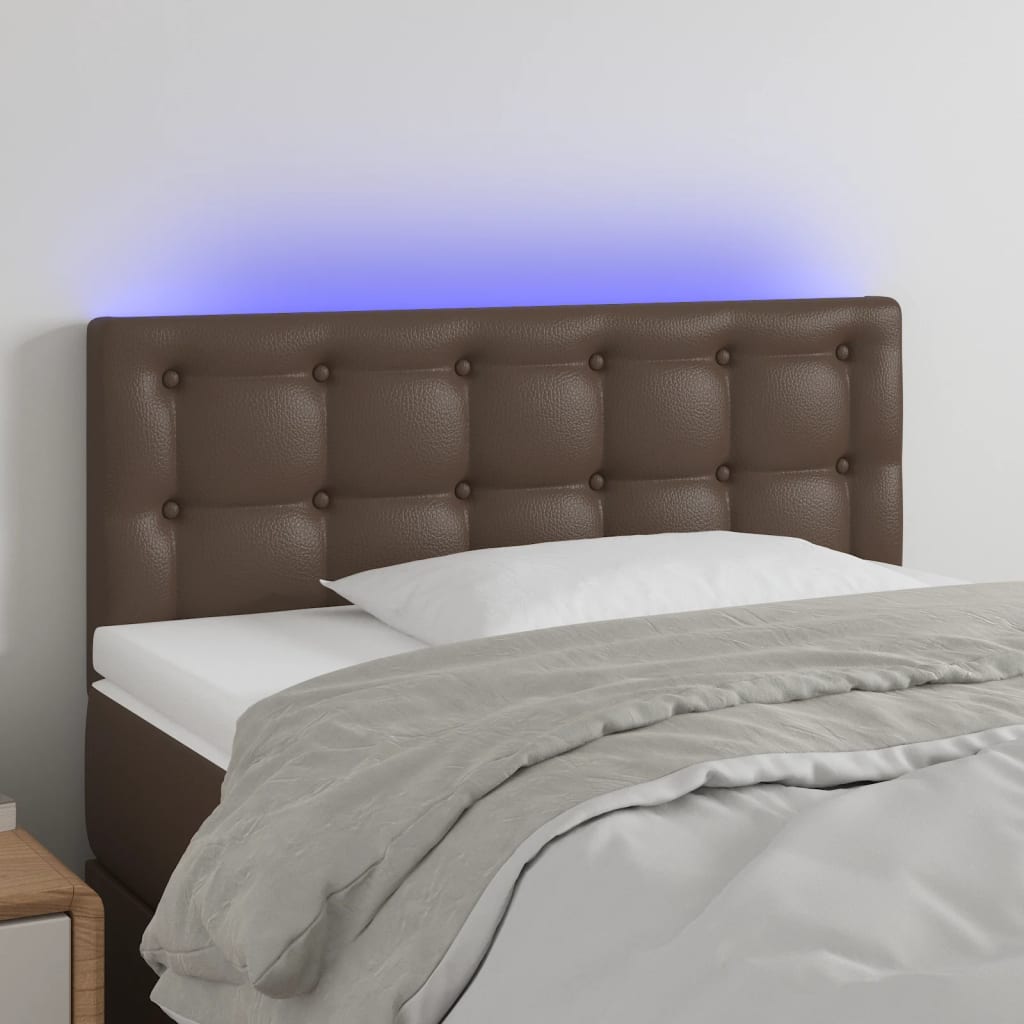 vidaXL Tête de lit à LED Marron 90x5x78/88 cm Similicuir