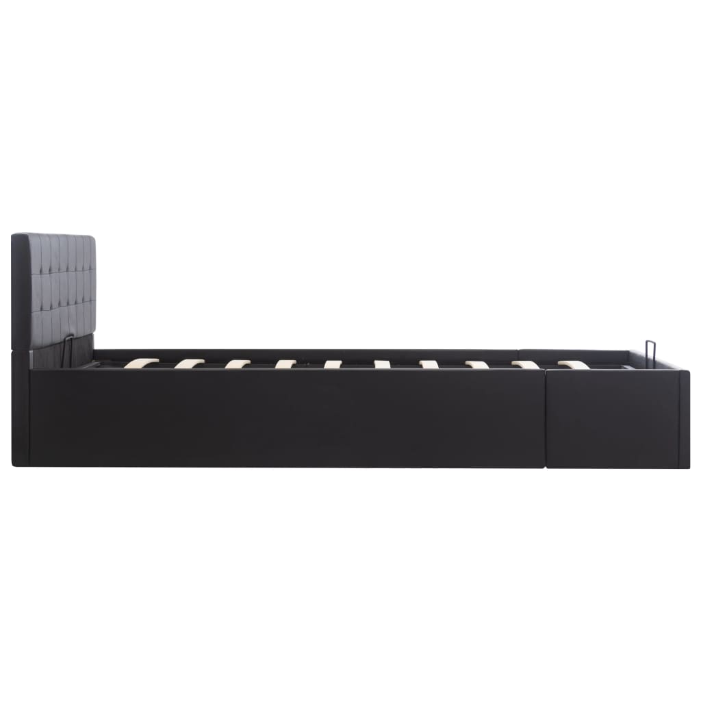 vidaXL Cadre de lit à rangement hydraulique Noir Similicuir 140x200 cm