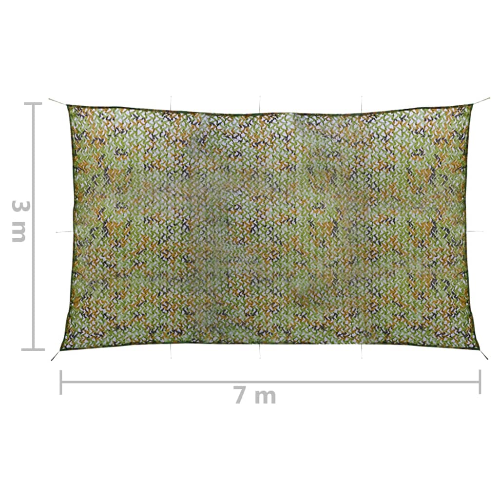 vidaXL Filet de camouflage avec sac de rangement 3x7 m Vert