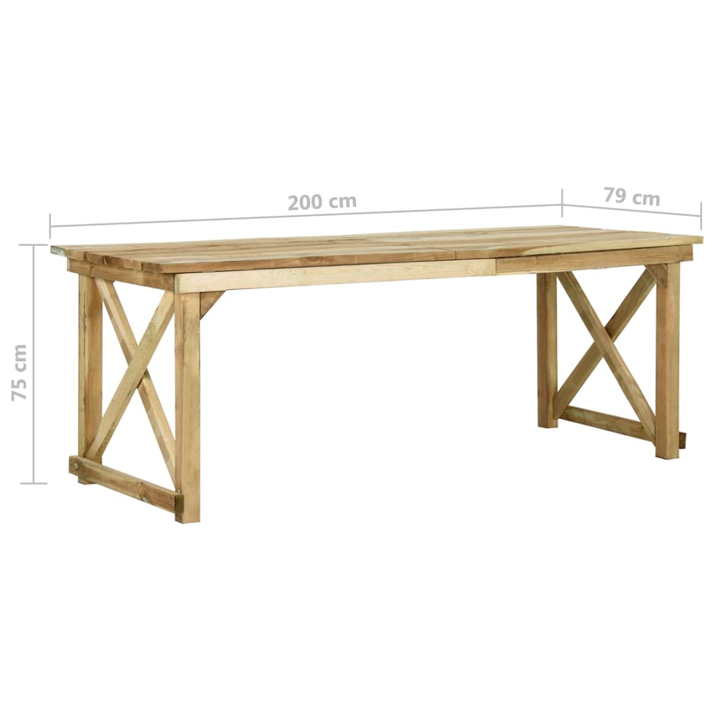 vidaXL Table de jardin 200x79x75 cm Bois de pin imprégné