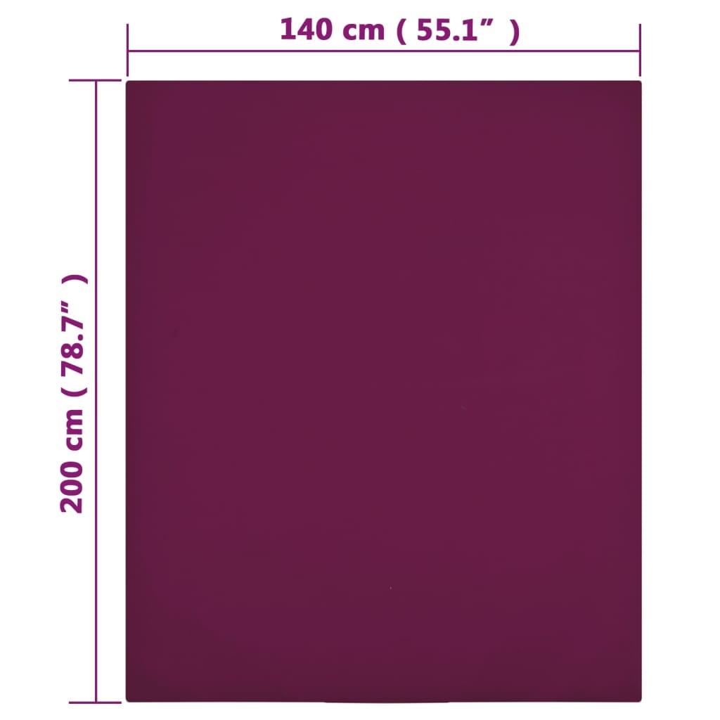 vidaXL Drap-housse Jersey Bordeaux 140x200 cm Coton