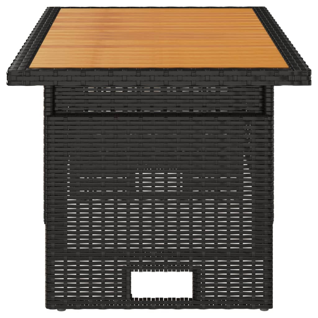 vidaXL Table de jardin noir 100x50x43/63 cm acacia et résine tressée