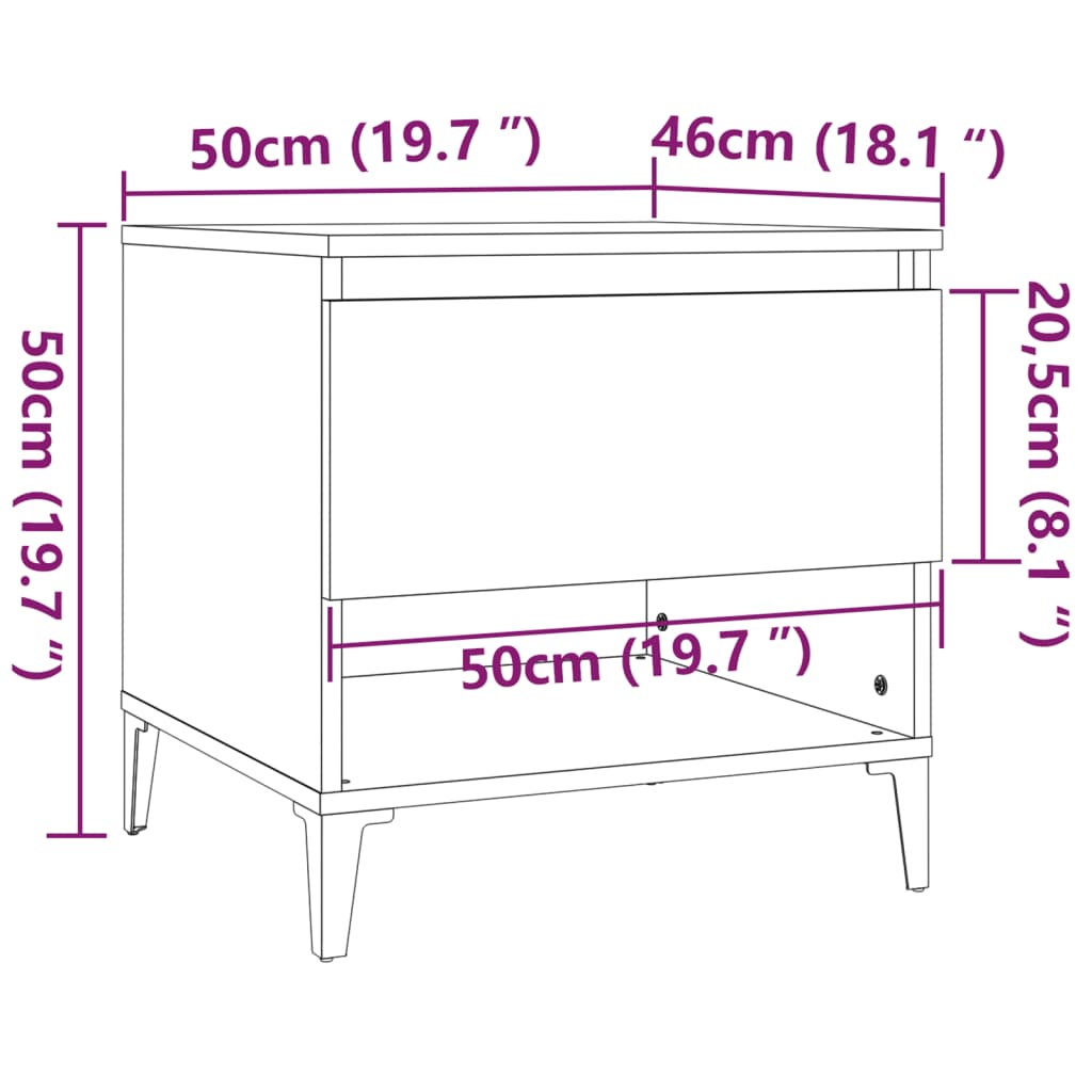 vidaXL Table d'appoint Chêne fumé 50x46x50 cm Bois d'ingénierie